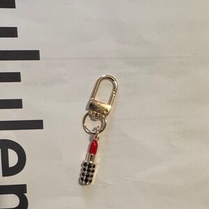 Claire's Gold and Red Lipstick Keychain Charm